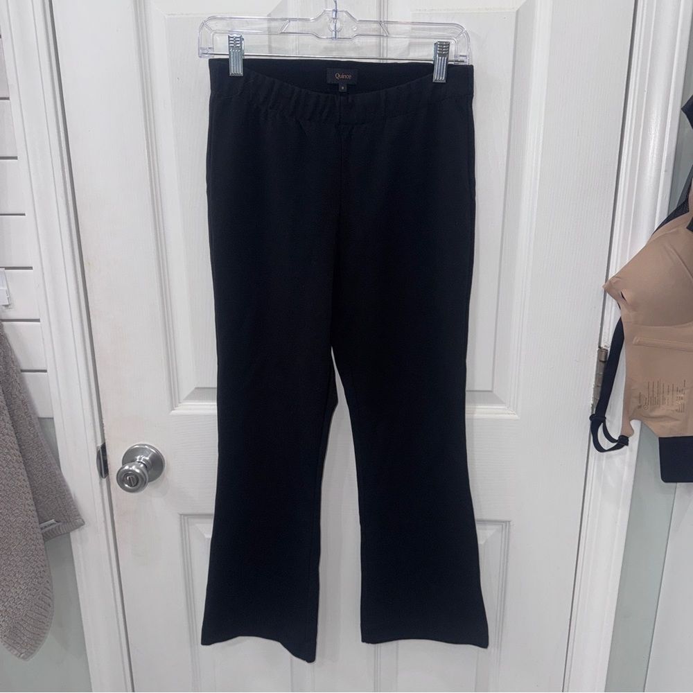 Quince Kick Flare Black Stretch Pants | Size Small